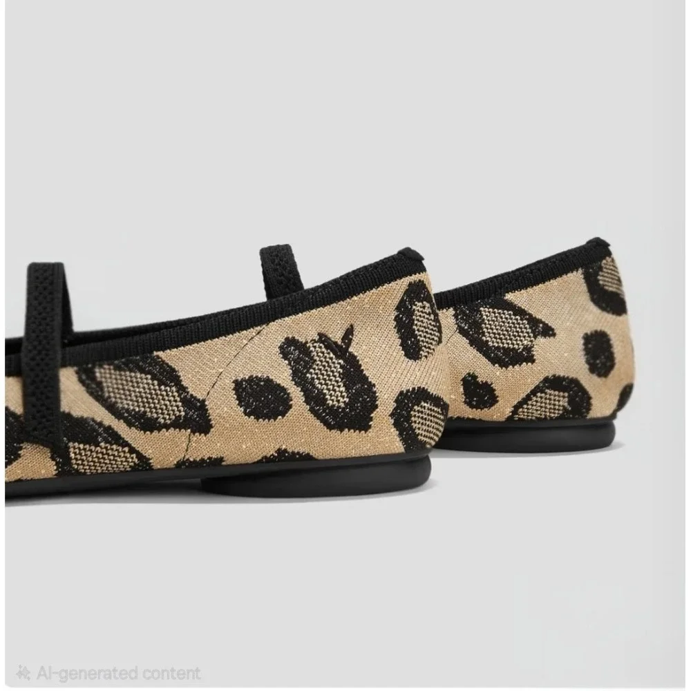 VIVAIA Tamia Metallic Leopard Almond Toe Mary Jane Flats EU 39.5 US 8.5 NEW
